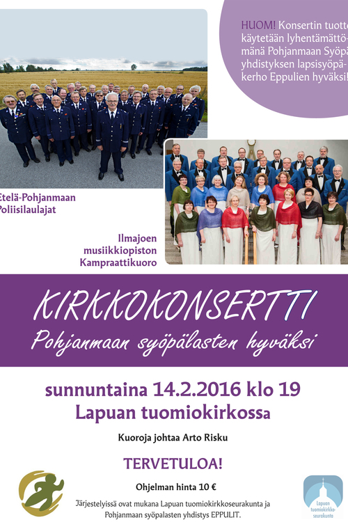 Kirkkokonsertti Pohjanmaan syöpälasten hyväksi Kirkkokonsertti Pohjanmaan syöpälasten hyväksi