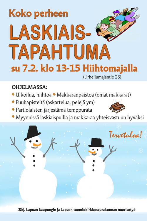 Koko perheen laskiaisrieha Simpsiön hiihtomajalla Koko perheen laskiaisrieha Simpsiön hiihtomajalla