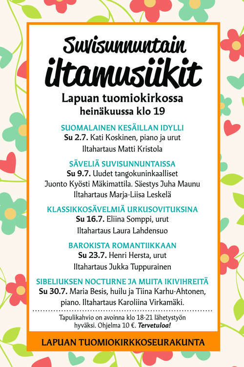 Suvisunnuntain iltamusiikkia tuomiokirkossa Suvisunnuntain iltamusiikkia tuomiokirkossa