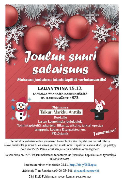 Joulun suuri salaisuus -toimintapäivä Joulun suuri salaisuus -toimintapäivä