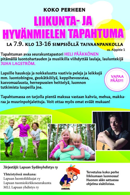Liikunta- ja hyvänmielen tapahtuma perheille Liikunta- ja hyvänmielen tapahtuma perheille