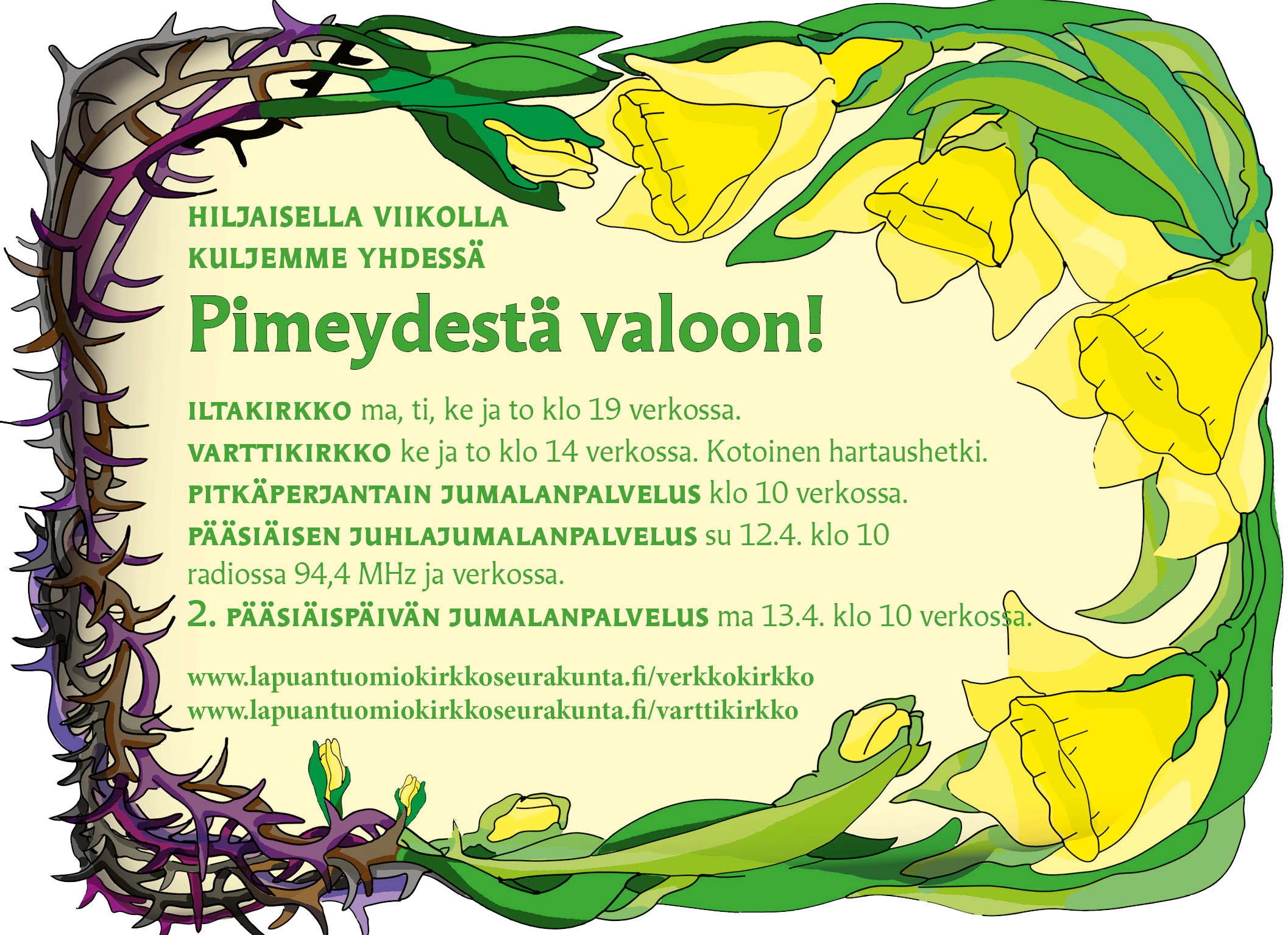 Hiljaisen viikon iltakirkot verkossa ja radiossa Messu tuomiokirkossa