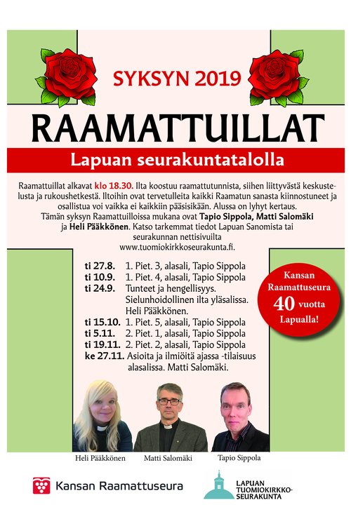 Raamattuilta yläsalissa (huom! paikka) Raamattuilta yläsalissa (huom! paikka)