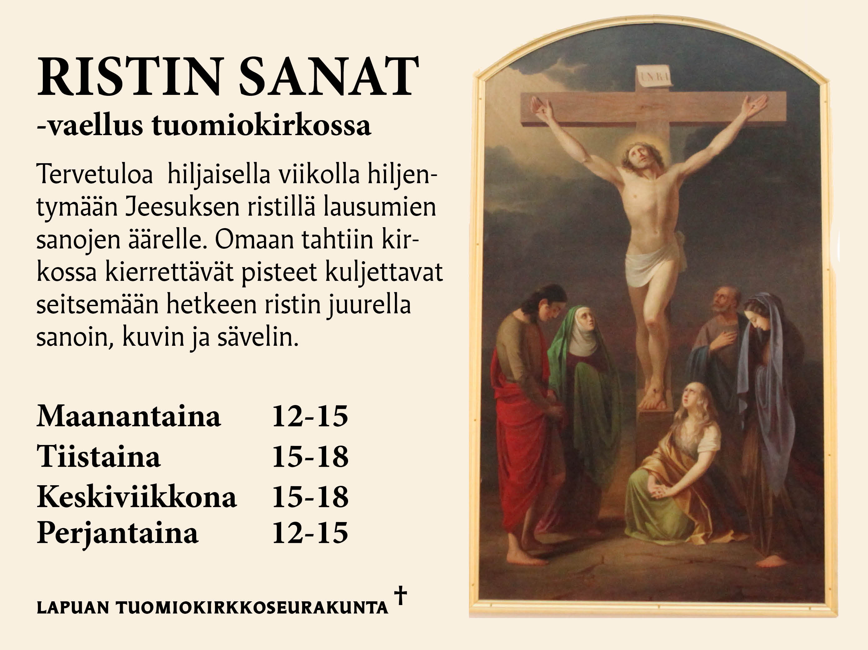 Ristin sanat -vaellus tuomiokirkossa Ristin sanat vaellus tuomiokirkossa